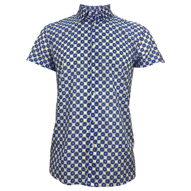 Рубашка короткий рукав Richmond бело синий в принт ( A301 0922 1003)
